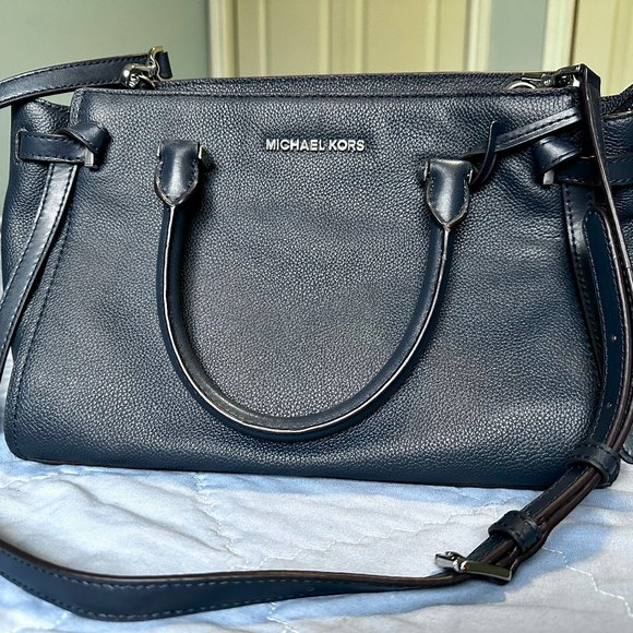 Michael Kors Medium Satchel Purse Navy Blue - Picture 1 of 7